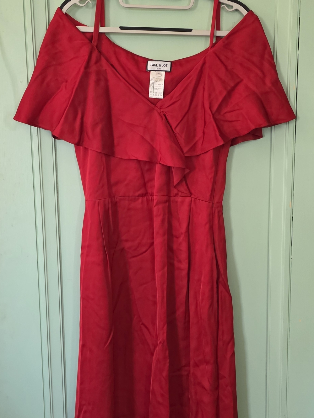 Paul & Joe Vibrant Red One-Shoulder Ruffle Dress